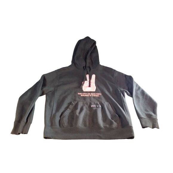 Nike NYC Hoodie Men Sz M Black Graphic Print‎ Drawstring Casual Athleisure - Picture 1 of 8